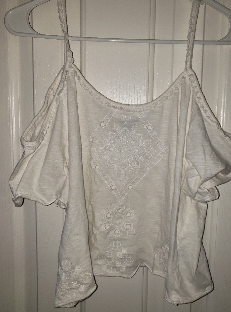 Topshop white lace crop top size ten large